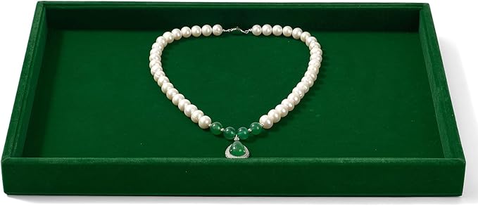 Green Velvet Jewelry Trays Stackable Jewelry Drawer Organizer Tray for Necklace Bracelets Rings Storage Display