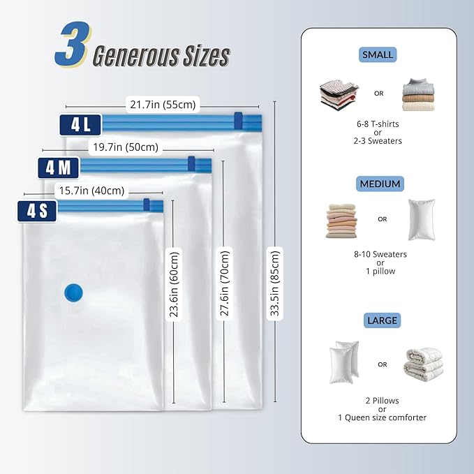 12 Pack Vacuum Storage Bags with Electric Pump, Compression Space Saver for Comforters, Bedding, Blanket Storage, Vacuum Seal Bags for Clothing, Luggage and Closet Organizer,