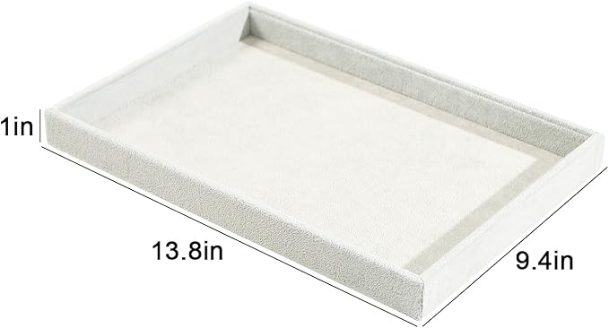2pcs/Set Velvet Jewelry Tray, Grids Large Storage Tray for Bracelet Bangle Beads Display, Jewellery Organizer Box Tray for Home Drawer or Shop Store Selling Show (Grey Velvet)