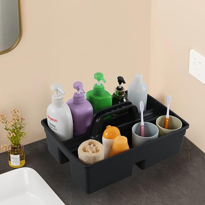 Plastic Cleaning Caddy Tote, Cleaning Tool Storage Carry Caddy, Black, 6 Packs