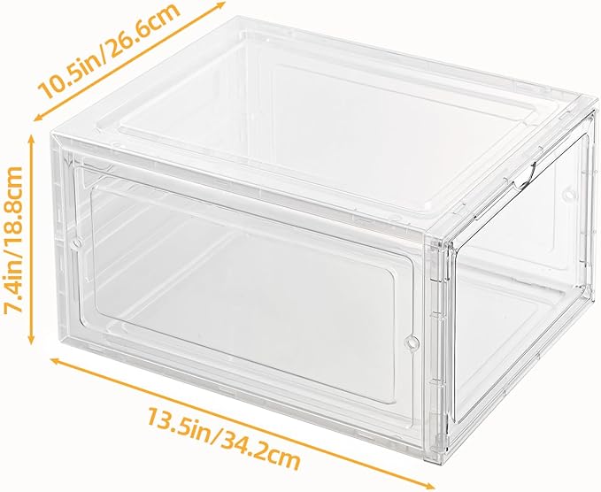 Hat Organizer Box,Stackable Clear Baseball Caps Holder Box Containers with Magnetic Door for Hats Snapback Cap Storage,Clear Hat Storage with Magnetic Door, Holds 40 Hats (clear, 4 pack)