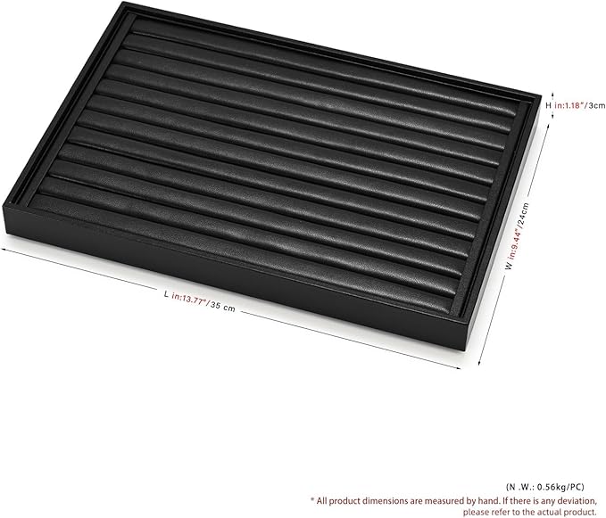7 Slots Leather Jewelry Tray, Ring Display Tray, Earring Display Tray for Rings Earrings Coins Storage Display (Black)