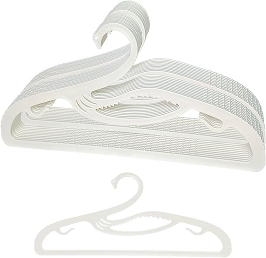 Plastic Clothes Hangers 20 Pack, Z-Shape Opening, 0.12" Ultra Thin Short Neck Hangers, Save Cabinet Space, Suitable for Dresses, Shirts, Pants, Scarves, Jackets(White)