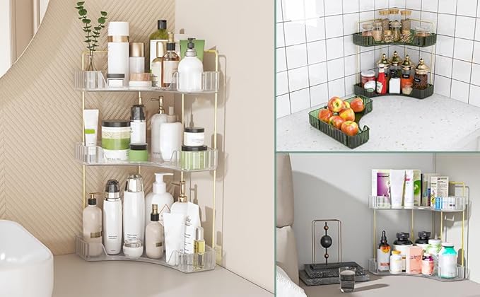 Webetop Corner Bathroom Counter Organizer 3 Tier Bathroom Countertop Organizers Shelf Makeup Organizer for Vanity Perfume Tray for Corner Storage Skincare, Cosmetic, Dresser, Kitchen Spice Rack