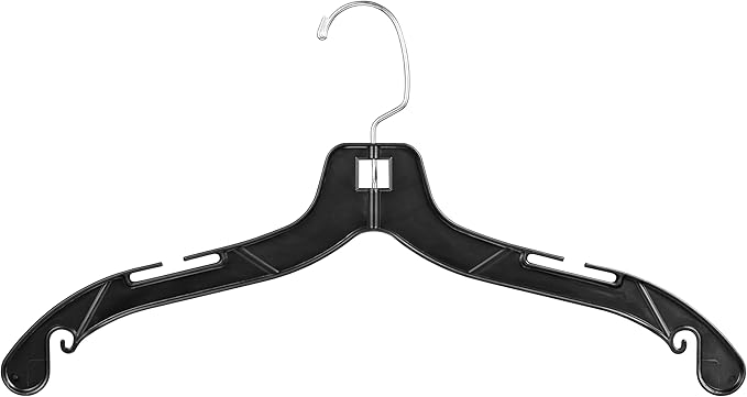 DEILSY™ Black Plastic Clothes Hangers - Durable Plastic Hanger 100 Pack for Organizing Garments for Shirt Hangers and Dress Coat Hangers Black Clothing Retail Hanger
