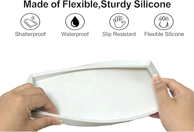 Bloss Counter Tray Set for Bathroom/Kitchen - 11.8" Silicone Tray for Kitchen Countertop, Soap and Sponge Holder, Bathroom Vanity Traty for Perfume, Jewelry, Candle, Key Tray