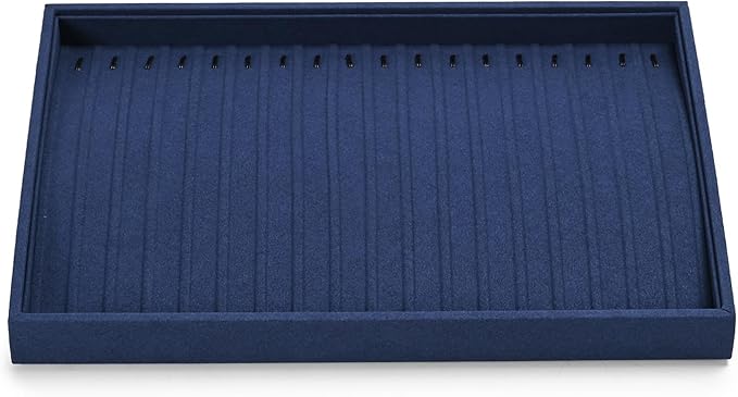 Microfiber Jewelry Trays 16 Slots Necklace Tray Necklace Bracelet Display Tray Jewelry Drawer Organizer Tray Necklace Holder for Necklace,Bracelets,Watch Storage(Blue)
