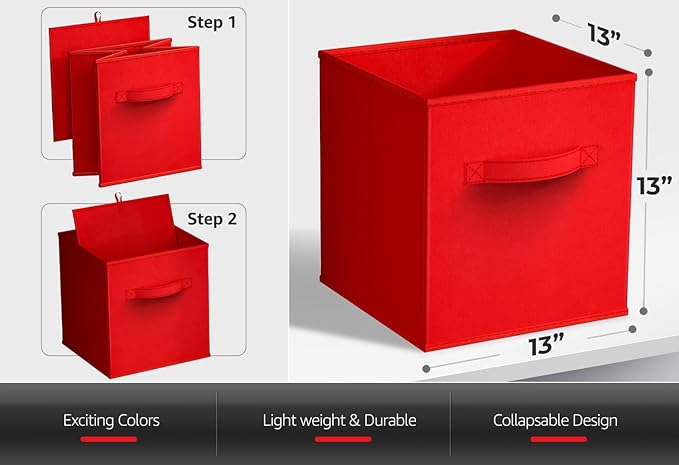 Sorbus Fabric Storage Cubes - 8 Foldable Storage Bins for Organizing Pantry, Cubbies, Toy Box - Clothes Storage & Closet Organizer - 13 Inch Collapsible Cube Baskets for Shelves with Handle