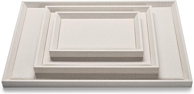 PU Leather Jewelry Flat Tray Jewelry Display Holder Showcase Jewelry Display Organizer Tray,Catchall Tray, Valet Tray, Nightstand or Dresser Organizer(Large,Beige)