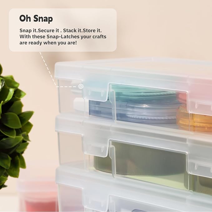 novelinks Plastic Clear Storage Containers for Organizing, Craft Storage Organizers and Stackable Storage Bins with Lids for Pencil Box, Bead, Cookie Cutter, Board Game (3 Small + 3 Medium + 3 Large)