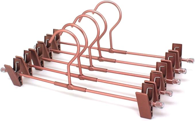 Pants Hangers 11.8" Space Saving Rose Gold Clothes Skirts Hanger 20 Pack Adjustable Clips for Jeans Trousers Display Closet Storage Scarves Slack Garment Multifunctional Rack
