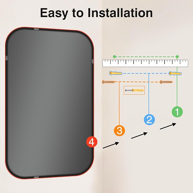 Bathroom Mirror for Wall, Large Bathroom Vanity Mirror for Over Sink 35 x 60, Black HD Reflection Shatterproof Mirror for Living Room Bedroom Entryway, Metal Frame Rectangular Shape