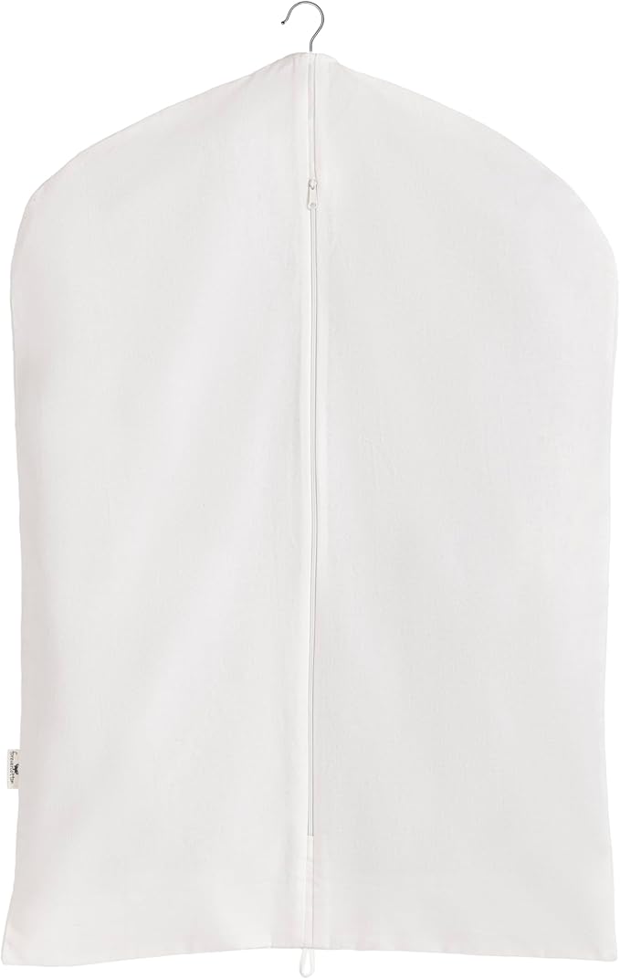 Garment Bag for Hanging Clothes – Organic Cotton Suit & Coat Cover with Zipper | Breathable Closet Organizer for Travel & Storage (Small (24"x35"), Black)