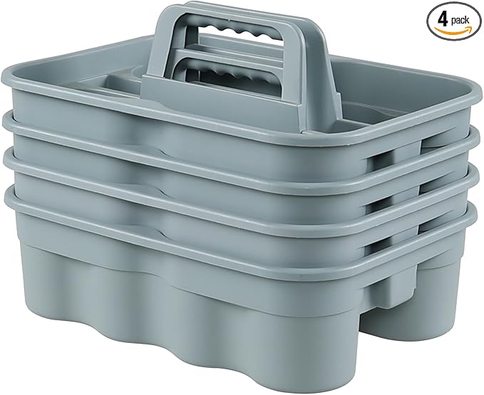 Ramddy 4 Packs Multipurpose Cleaning Supplies Storage Caddy with Handle, Commercial Househole Organizer Baskets Caddies