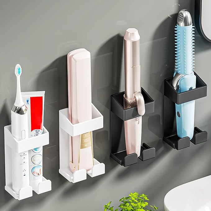 Stainless Steel Wall Mount Hair Tool Holder and Organizer Basket for Hair Dryer, Flat Iron, and Curling Tools