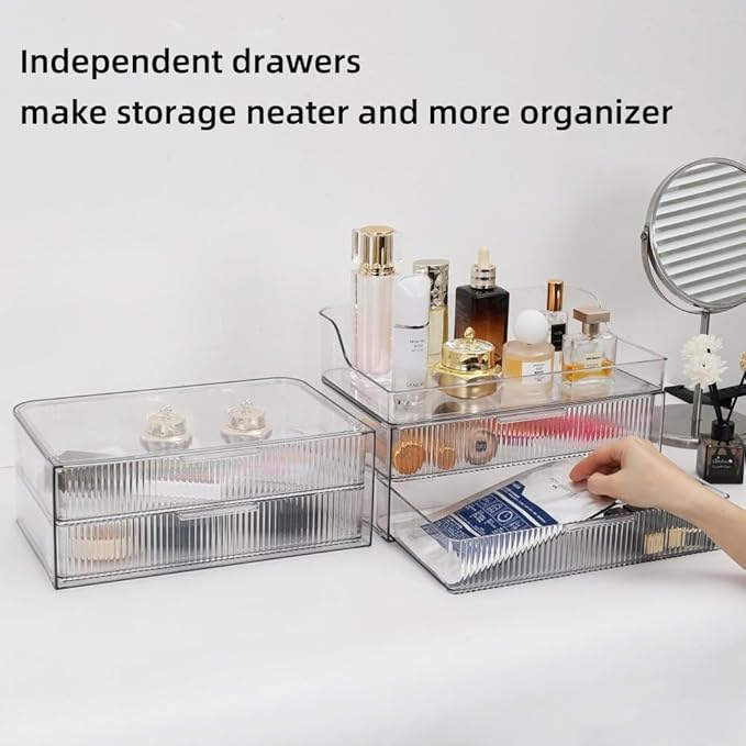 Makeup Organizer Countertop Large Cosmetic Display Cases Cosmetic Organizer Skin care Organizer, 2 Drawers