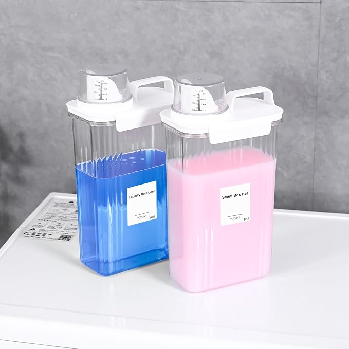 94 OZ Laundry Detergent Dispenser, Laundry Soap Dispenser, Fabric Softener Dispenser, Liquid Laundry Detergent Container, Laundry Room Organization and Storage, 2 Pack