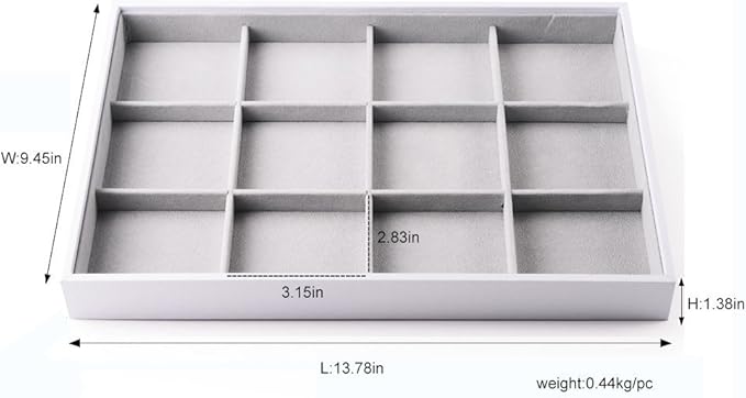 Oirlv Hand Made Velvet Stackable Jewelry Trays Rings Earrings Bracelet organizer Storage Tray (12 Grids)
