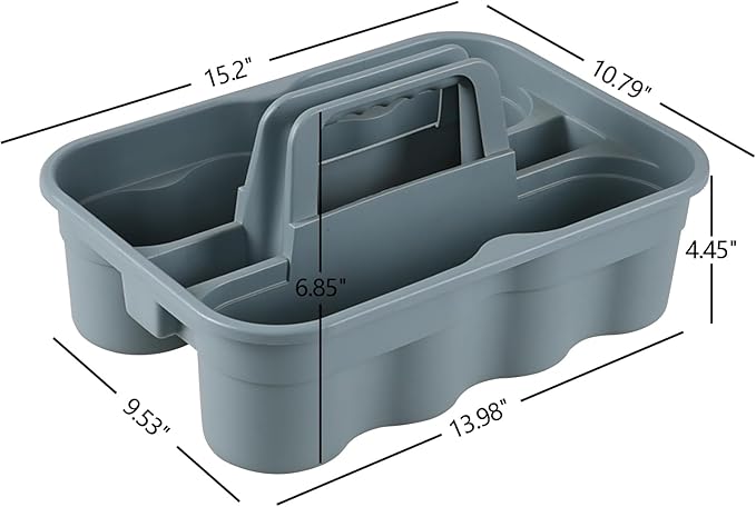 6-Pack Plastic Cleaning Storage Caddy with Handle, Cleaning Caddy Organizer, Gray