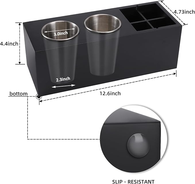 Hair Dryer Countertop Holder, Hair Tool Organizer Wall Mount, Blow Dryer Holder Organizer, Bathroom Countertop Blow Dryer Holder and Curling Iron Holder (Cedar Wood, Black)