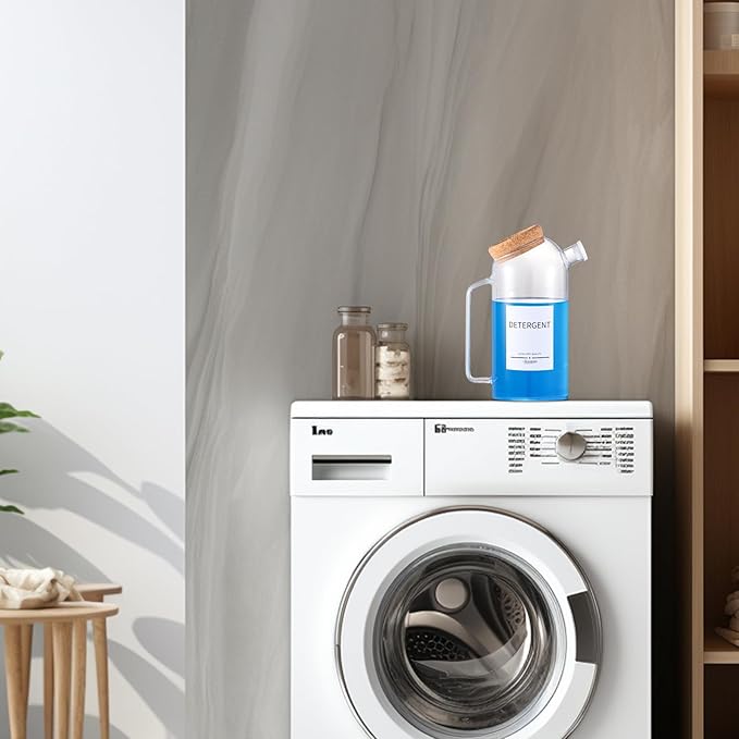 60oz Liquid Laundry Detergent Dispenser with Lables,Glass Laundry Detergent Dispenser,Laundry Detergent Container Laundry Liquid Dispenser