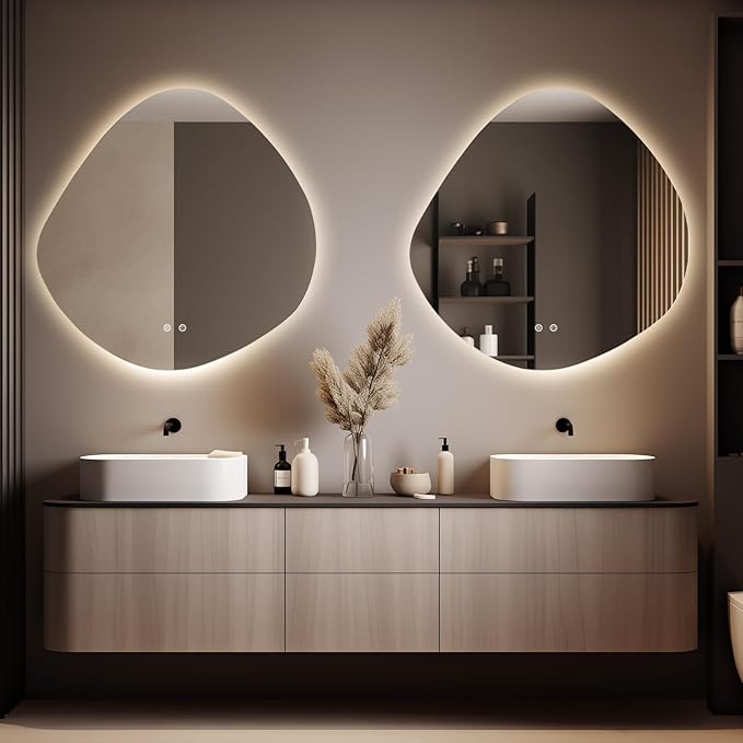 WallBeyond LED Bathroom Mirror with Lights, 30 x 30 Inch Led Bathroom Vanity Mirror for Wall, Anti Fog Mirror for Bathroom, 3 Colors and Dimmable Light, Horizontal/Vertical