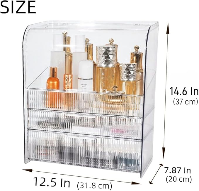 Makeup Storage Organizer Box Large Cosmetic Display Cases Dustproof and Waterproof Cosmetic Organizer Countertop Skincare Organizer