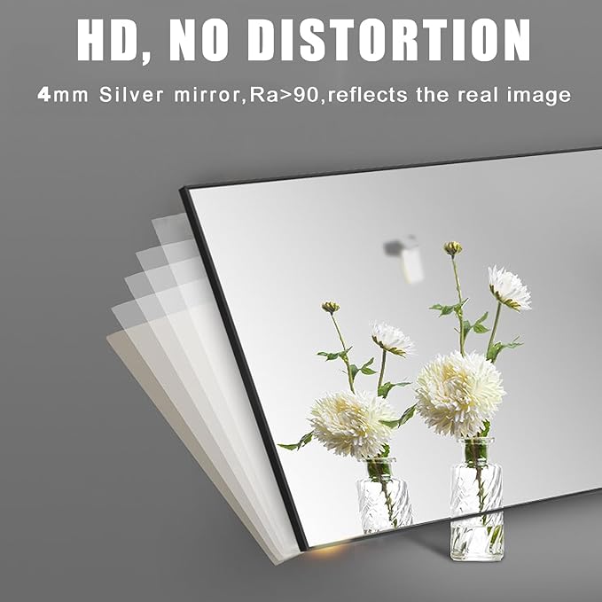 Rectangle Bathroom Mirror 26x48 inch, Large Mirror with Black Frame, Rectangular Vanity Mirror 26" X 48", Modern Matte Wall Mounting Mirrors, Hang Horizontal or Vertical