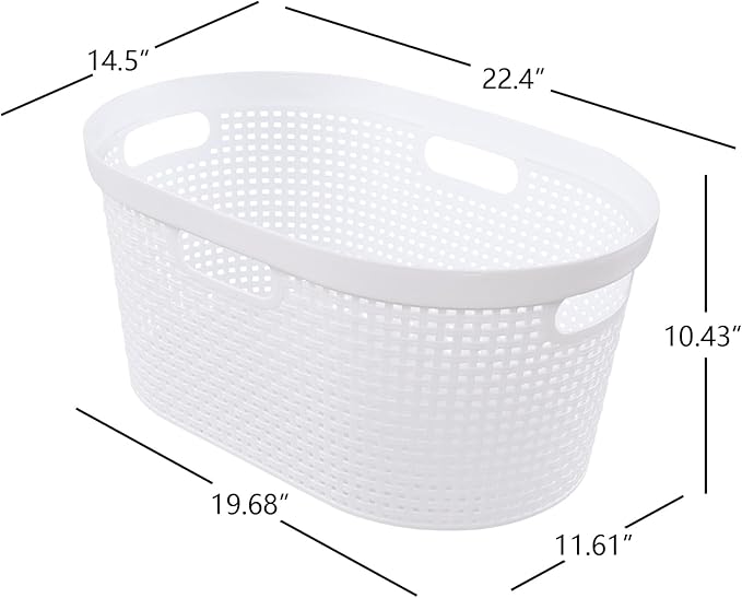Teyyvn 4-Pack 40 L Large Plastic Laundry Hamper, Laundry Basket with Cutout Handles, White