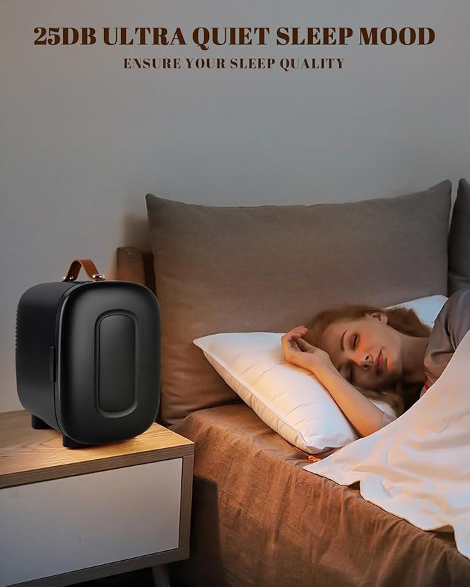 Mini Fridge for Bedroom, 4 Liter/6 Cans Skincare Small Refrigerator, AC/DC Portable Mini Cooler & Warmer, Small Fridge for Camping, Dorm, Office, Car (Black)
