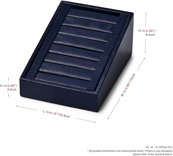Premium Ring Display Tray Organizer Holder - PU Leather Rings/Earrings Stand Bearer (Blue)