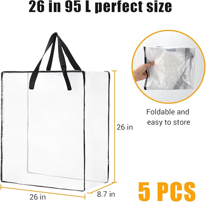 Wreath Storage Bag 5-Pack, 26 Inches 95 L Wreath Storage Container for Home Storage, Storage Bag for Spring Summer Christmas Wreath Decorations or Clothing Blanket Comforters Bed Sheets Pillows