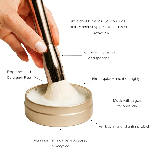 Jenny Patinkin Makeup Brush Cleaner Soap, Luxury Vegan Makeup Brush Soap, For All Brush Types – Synthetic & Natural Solid Cleansing, Professional Brush Cleaning Solution, Cruelty-Free