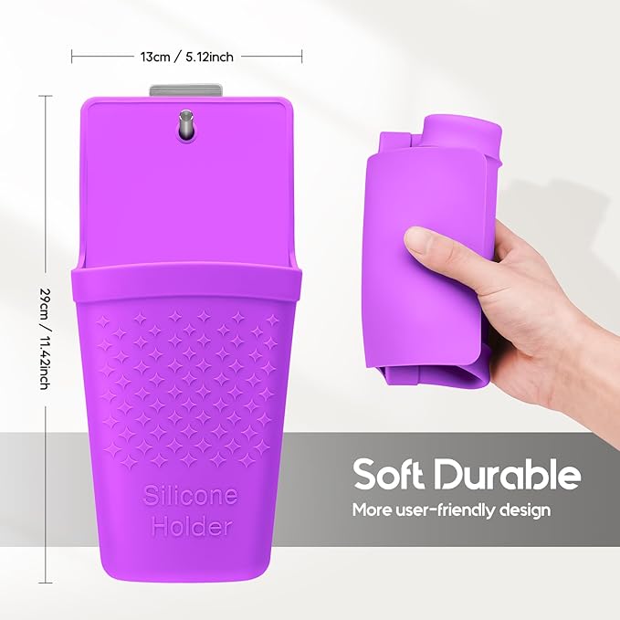ZAKRA Curling Iron Holder,Heat Resistant Silicone Holder for Flat Iron,Hair Straightener,Hot Hair Tools,Vanity Accessories Organizer.(Purple)