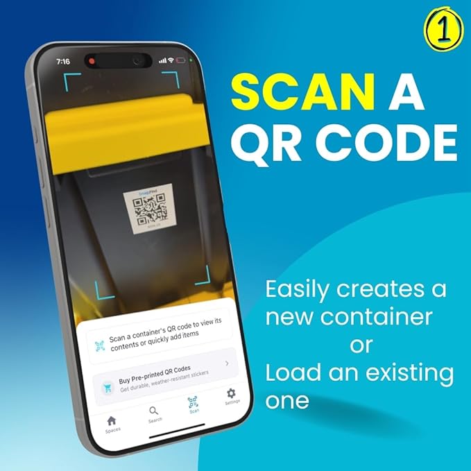 Smart QR Code Labels – AI Auto-Labeling, No Typing! Storage Bins & Moving Containers – iOS and Android – 48 White Stickers (2.5" x 2.5")