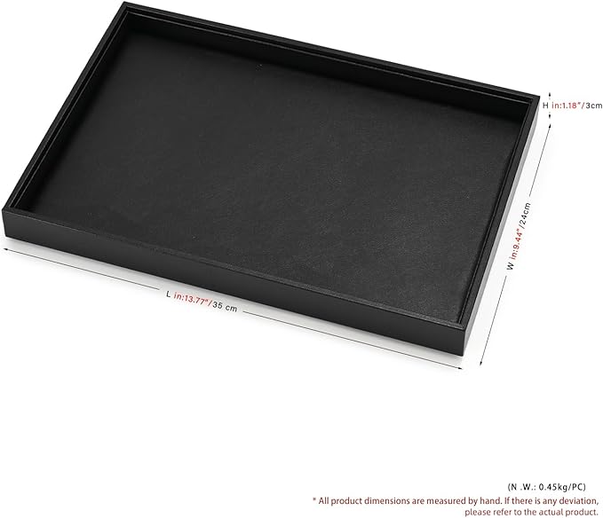 Black Leather Jewelry Trays Jewelry Drawer Organizer Trays For Ring Necklace Bracelets Watch Perfume Organizer Tray(Black)