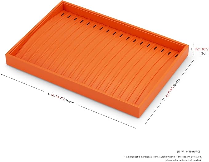 Leather Jewelry Tray Necklace Display Tray Jewelry Drawer Organizer Necklace Bracelet Holder Organizer Tray Stackable Jewelry Trays for Necklace Bracelet Pendant (Orange)