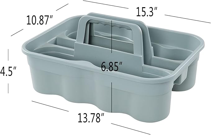 4-Pack Plastic Caddies with Portable Handle, Supply Caddy Basket for Storage Cleaning Tool, Grey