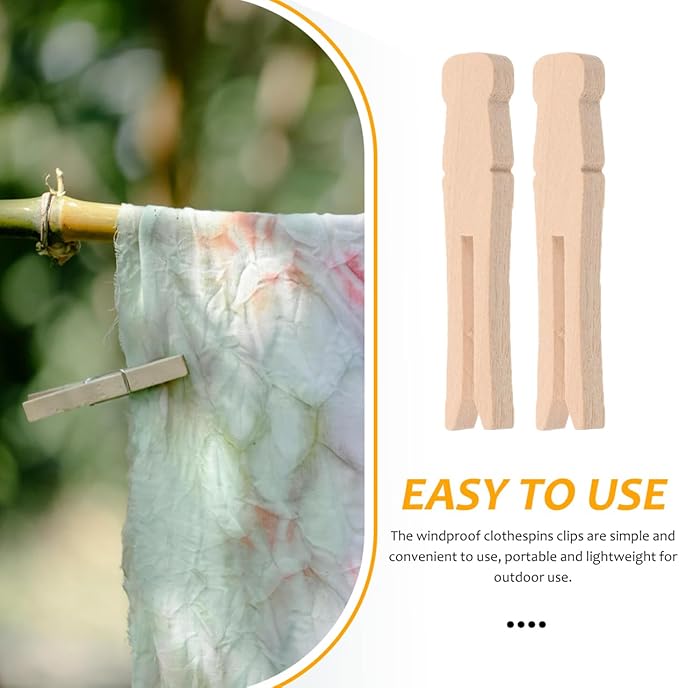 PRETYZOOM 100Pcs Wooden Clothespins, Heavy Duty Clothes Clips Clothesline Clamps Pegs for Home Outdoor Laundry Drying Rack Sock Quilt Crafts, Photo Hanging, Food Bag Sealing