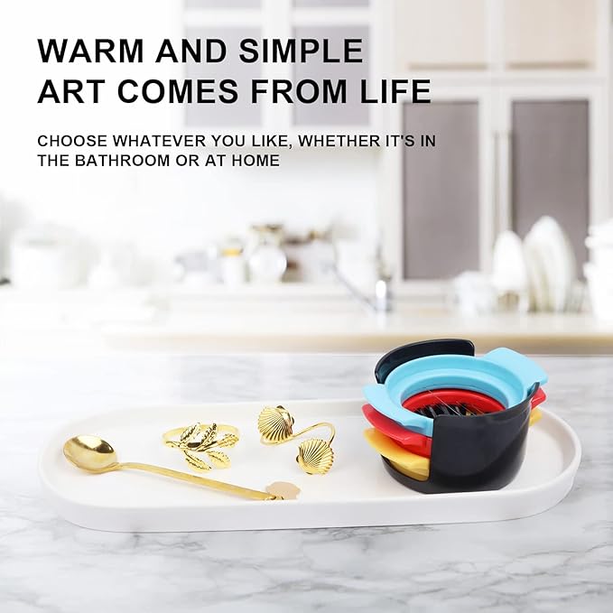 Ceramic Sink Tray, Suit for Bathroom Counter, Bathtub, Cosmetics Dish, Candle, Perfume Shampoo Liquid Soap Tray Simple Style Design Suit for Bathroom and Kitchen (2pcs White)