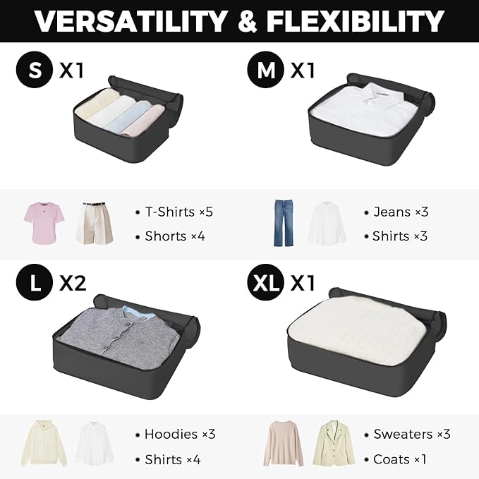 BAGAIL 9 Set Packing Cubes with Packing List Luggage Packing Organizers for Travel Accessories