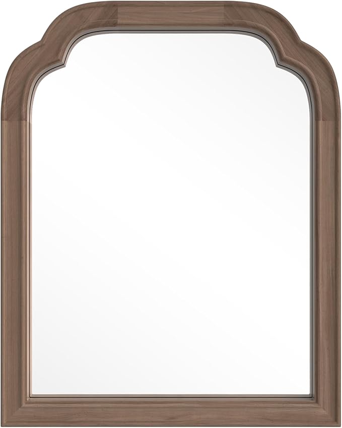 HOMECOOKIN Wood Bathroom Mirrors for Wall Mounted, 16" x 20" Rustic Wood Frame Wall Mirrors Decorative for Living Room or Bedroom Vanity Mirror (Walnut) B