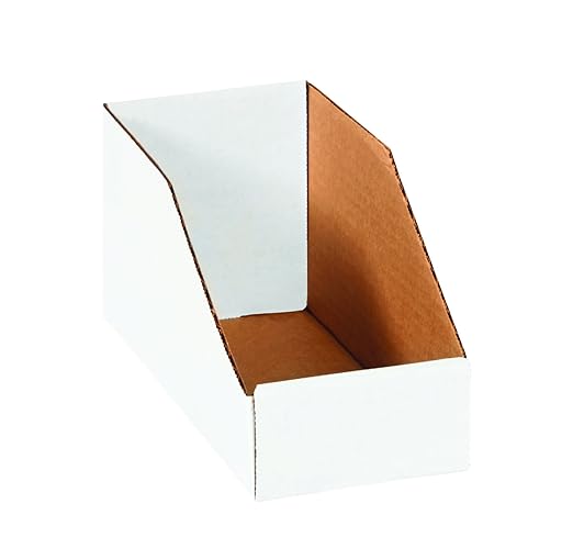 Box USA BBINBIN49 Open Top Bin Boxes, 4" x 9" x 4 1/2", Oyster White (Pack of 50)