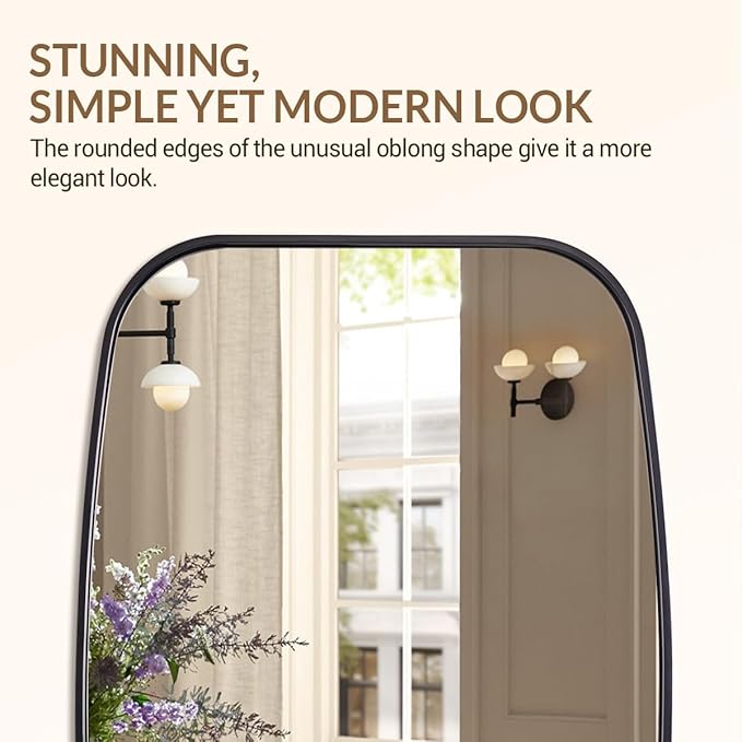 ANDY STAR Black Oval Mirrors for Bathroom, 28x36 Inch Oblong Bathroom Mirrors for Over Sink, Modern Metal Vanity Mirror, Non-Rusting SUS304 Metal Tube Frame, Wall-Mounted Vertically or Horizontally