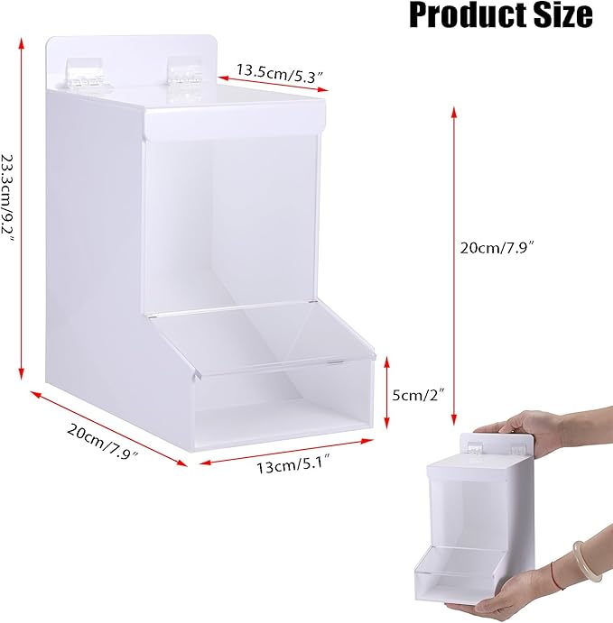 Kokone Candy Dispenser Countertop with Lids,Acrylic Container for Laundry Pods Dishwasher Pods Plastic Bags,Wall Mounted Candy Dispenser,Acrylic Dispenser for Desk Pantry Kitchen Laundry Room,White