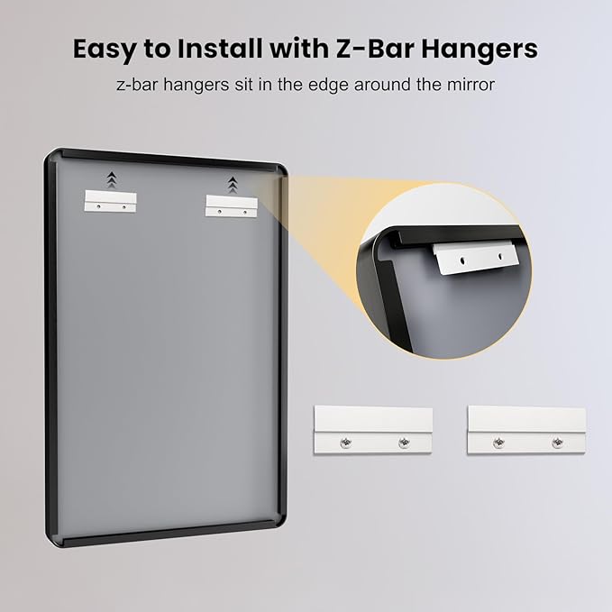 LOAAO 48X32 Inch Black Metal Framed Bathroom Mirror for Wall, Matte Black Bathroom Vanity Mirror Farmhouse, Large Rounded Rectangle Mirror, Anti-Rust, Tempered Glass, Hangs Horizontally or Vertically