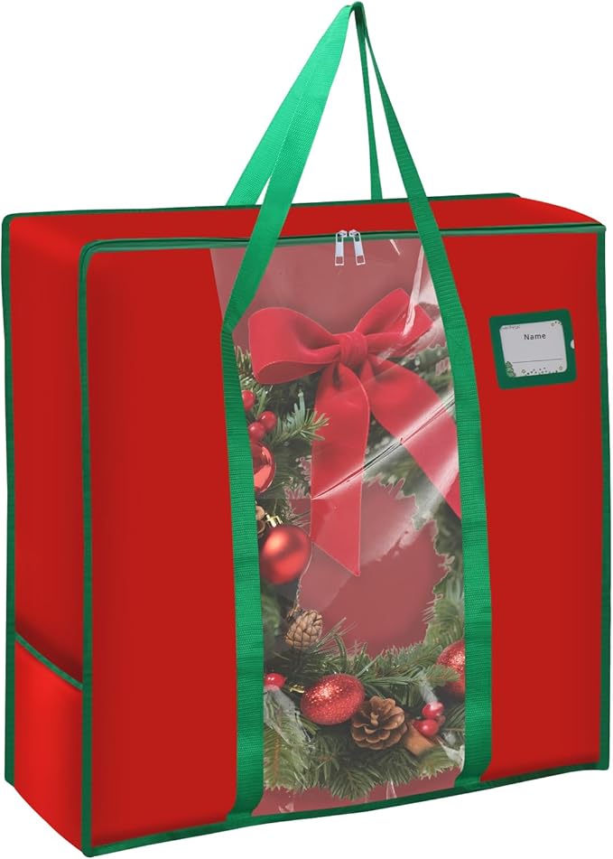 26 inches Wreath Storage Bag, 600D Oxford Cloth Wreath Storage Container, Wreath Storage Box for Spring Summer Christmas Wreath Decorations or Clothing Blanket Comforters Bed Sheets Pillows