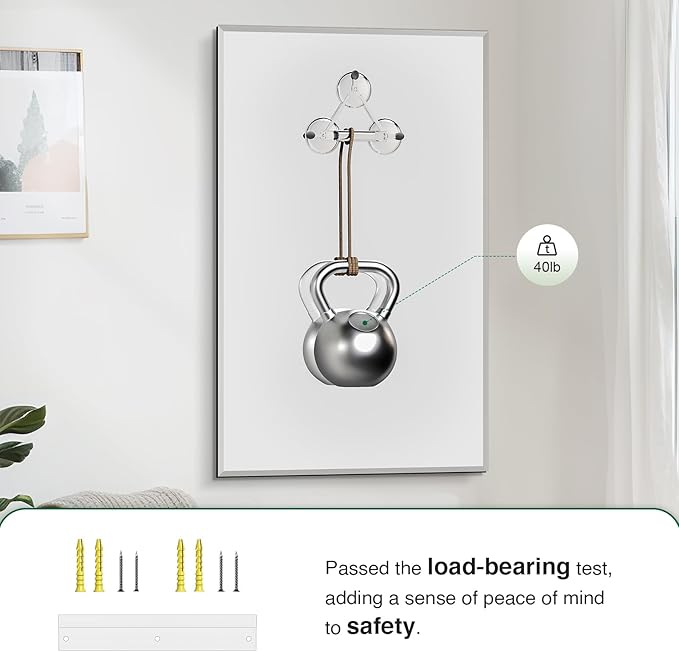 Beveled Bathroom Mirror, 30"x36" Frameless Bathroom Mirror, Bathroom Vanity Wall Mirrors for Gym, Over Sink, Living Room Hangs Horizontally or Vertically