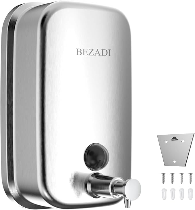 Stainless Steel Hand Soap Dispenser for Bathroom Kitchen 35fl oz/1000ml Wall Mount Liquid Soap Dispensers 8183