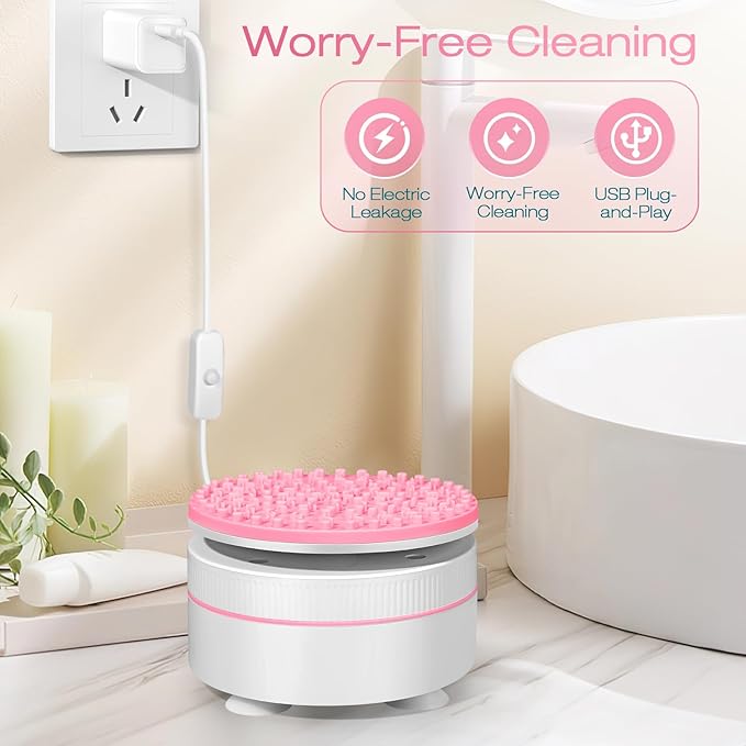Norate Makeup Brush Cleaner, Electric Makeup Brush Cleaner Machine, Deep Clean Removes Residue from Makeup Brushes, Stocking Stuffers Christmas Gifts for Women Mom Teen Girls